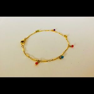 Gold Tone Multi-Color Charm Bracelet